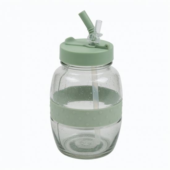 Wide Glass Tumbler Water Bottle With Straw And 25