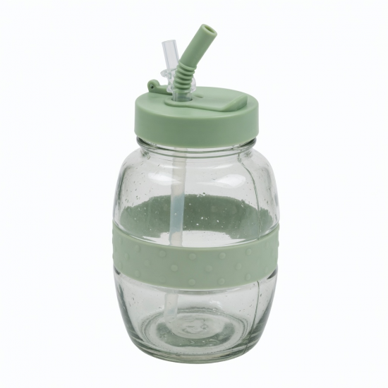 Wide Glass Tumbler Water Bottle With Straw And 25
