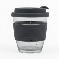 330ml Borosilicate Glass Coffee Cup With Silicone Sleeve Lid For Office Water