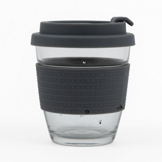 330ml Borosilicate Glass Coffee Cup With Silicone Sleeve Lid For Office Water
