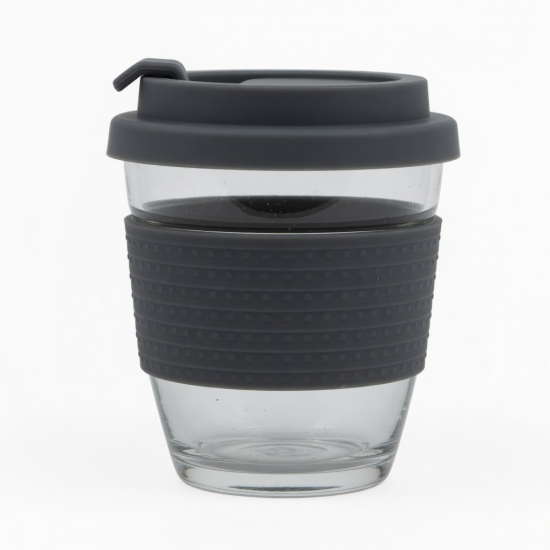 330ml Borosilicate Glass Coffee Cup With Silicone Sleeve Lid For Office Water