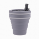 Portable Travel Outdoor Camping Silicone Water Coffee Mug Straw Cap Microwave