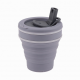 Portable Travel Outdoor Camping Silicone Water Coffee Mug Straw Cap Microwave
