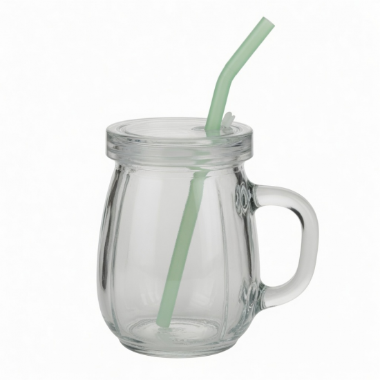 420ml Water Glass Coffee Mugs With Lid And Straw Cups For Home Office Milk Tea