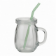 420ml Water Glass Coffee Mugs With Lid And Straw Cups For Home Office Milk Tea