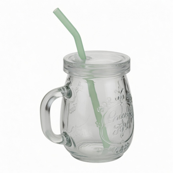 420ml Water Glass Coffee Mugs With Lid And Straw Cups For Home Office Milk Tea