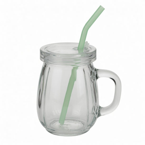 420ml Water Glass Coffee Mugs With Lid And Straw Cups For Home Office Milk Tea
