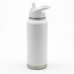 Sports Drink Bottle Gym Double Wall Vacuum Insulated Stainless Steel White Water