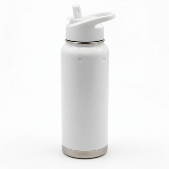 Sports Drink Bottle Gym Double Wall Vacuum Insulated Stainless Steel White Water