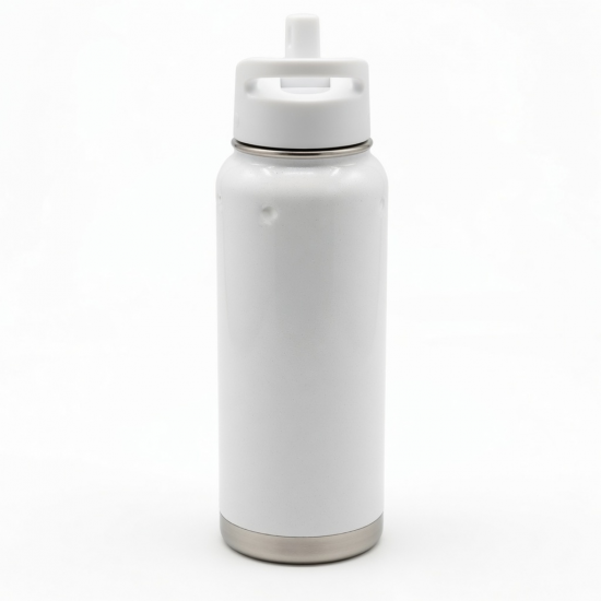 Sports Drink Bottle Gym Double Wall Vacuum Insulated Stainless Steel White Water