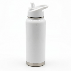 Sports Drink Bottle Gym Double Wall Vacuum Insulated Stainless Steel White Water