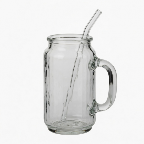Water Cup 950ML Hot Bpa Free Glass With Handle Straw For Drinking