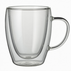 Hot 12oz Double Tea Wine Glass Reusable Coffee Tumbler Cups With Handle 20 By 16