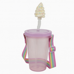 Water Cup With Ice Cream Straw Gift Plastic Strap 20