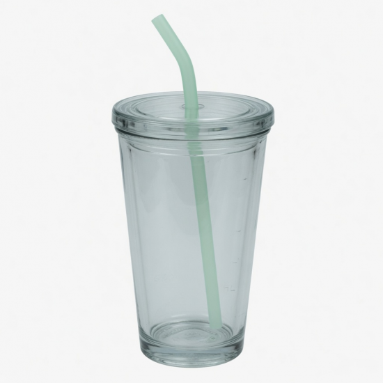 Borosilicate Glass With Lid Straw Cup Large Capacity Water Milk Juice Coffee Mug