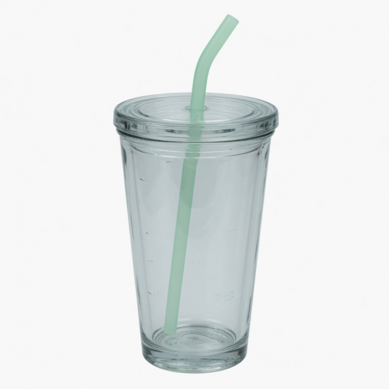 Borosilicate Glass With Lid Straw Cup Large Capacity Water Milk Juice Coffee Mug