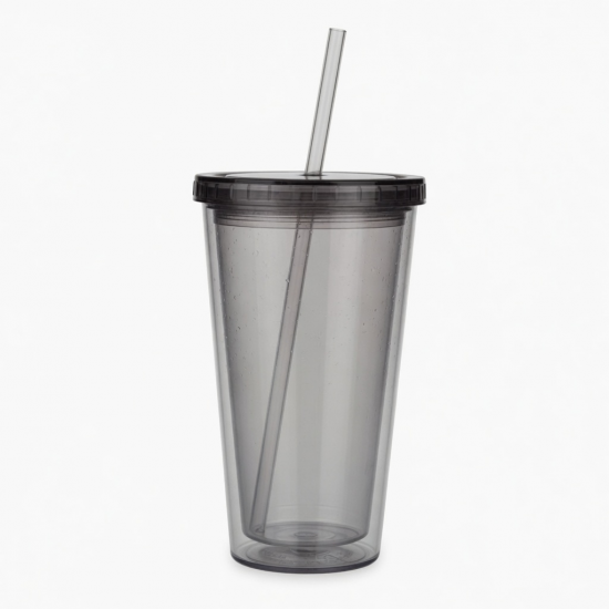Reusable Double Wall Pc Juice Coffee Mug 24oz Tumbler Straw Thermal 12 24h
