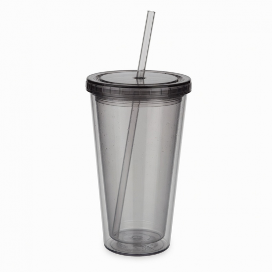 Reusable Double Wall Pc Juice Coffee Mug 24oz Tumbler Straw Thermal 12 24h
