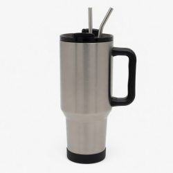 40oz Tumbler With Handle Coffee Mug Thermal Stainless Steel Straws Vacuum Flask