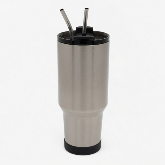 40oz Tumbler With Handle Coffee Mug Thermal Stainless Steel Straws Vacuum Flask