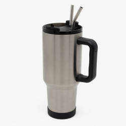 40oz Tumbler With Handle Coffee Mug Thermal Stainless Steel Straws Vacuum Flask