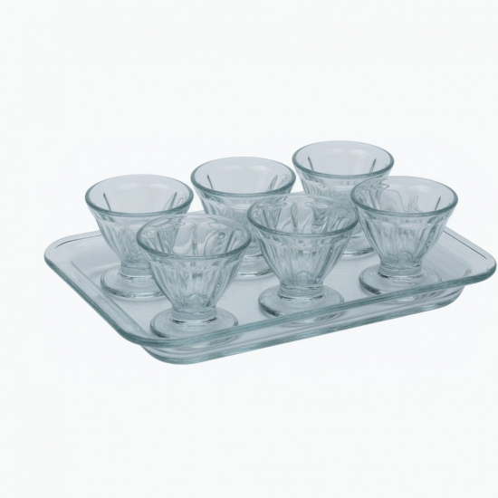 Classic Ice Cream Cup Tray Set Pudding Fruit Clear Glass With Colored Big