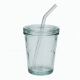 Borosilicate Glass Mug Cup With Straw And Lid Logo 12oz Clear Drinking Tumbler 2
