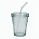 Borosilicate Glass Mug Cup With Straw And Lid Logo 12oz Clear Drinking Tumbler 2