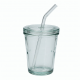 Borosilicate Glass Mug Cup With Straw And Lid Logo 12oz Clear Drinking Tumbler 2