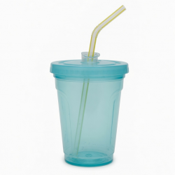 Portable Plastic Cup With Straw Water Bottles For Party Juice Cold Drink Boiling
