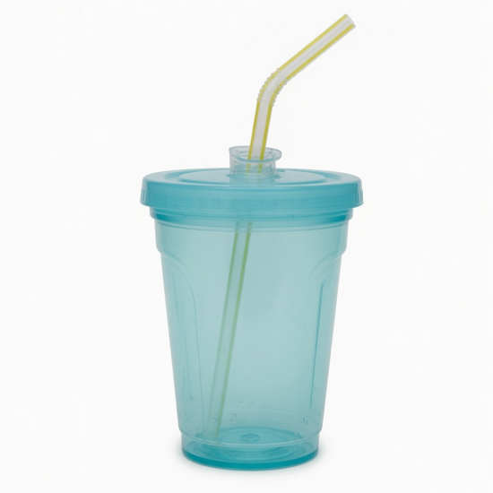 Portable Plastic Cup With Straw Water Bottles For Party Juice Cold Drink Boiling