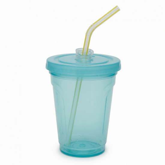 Portable Plastic Cup With Straw Water Bottles For Party Juice Cold Drink Boiling