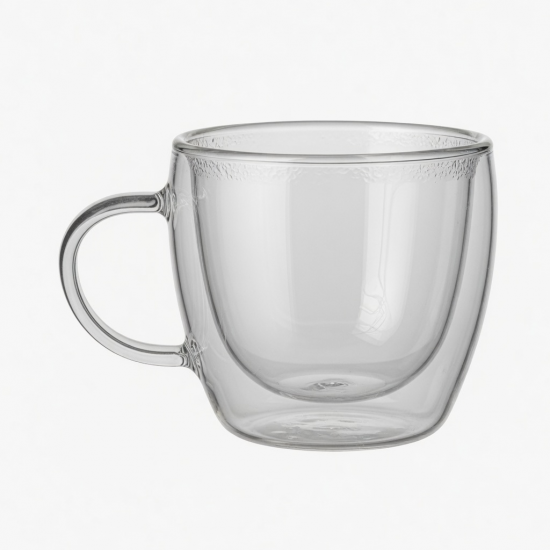 250ml Borosilicate Coffee Double Glass Water Cup With Handle 20 180 By 14Easy