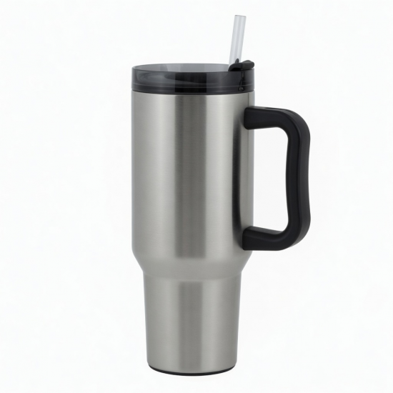 40 Oz Water Cup With Handle And Straw Lid 304 Stainless Steel Travel Mug Bottle