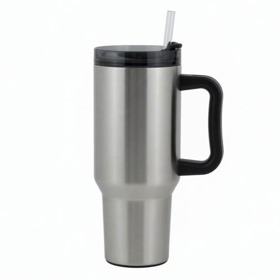 40 Oz Water Cup With Handle And Straw Lid 304 Stainless Steel Travel Mug Bottle