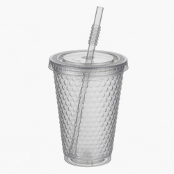500ml Bpa Free Plastic Cup Reusable Double Wall Bubble Milk Tea Tumbler With