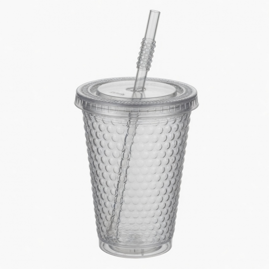 500ml Bpa Free Plastic Cup Reusable Double Wall Bubble Milk Tea Tumbler With