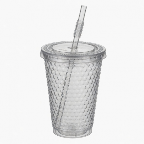 500ml Bpa Free Plastic Cup Reusable Double Wall Bubble Milk Tea Tumbler With