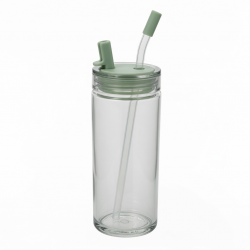 Eco Friendly Clear Glass Water Bottle Cups With Lids And Straws For Style 2B 20
