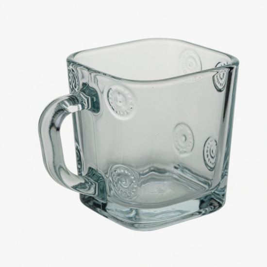 Square Glass Cup With Handle Borosilicate Transparent For Water Milk Juice