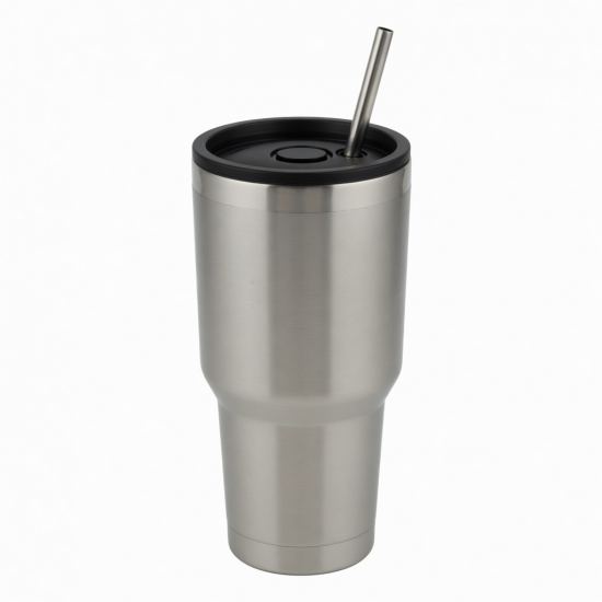 Vacuum Insulated Ice Tumbler 316 Stainless Steel Portable Straw Cup 28