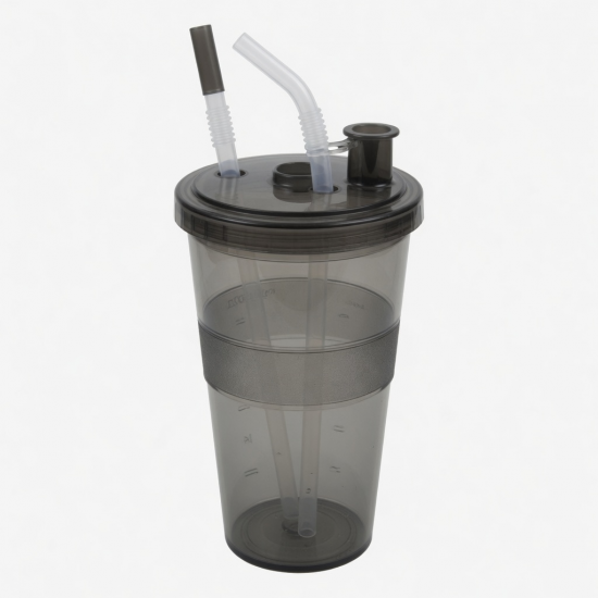 22oz Double Straw Cup Water Drinking Travel Gift Plastic Ice Boiling