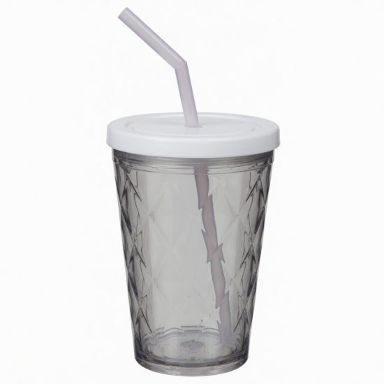 Diamond Tumbler Plastic Coffee Mugs With Straw And Lid Drinking Water 25