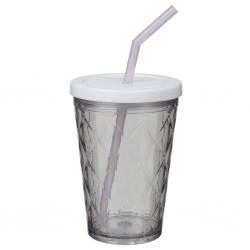 Diamond Tumbler Plastic Coffee Mugs With Straw And Lid Drinking Water 25