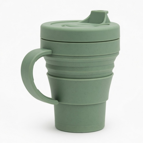 Portable Food Grade Silicone Drinking Water Cup Collapsible Coffee Mug With Lid