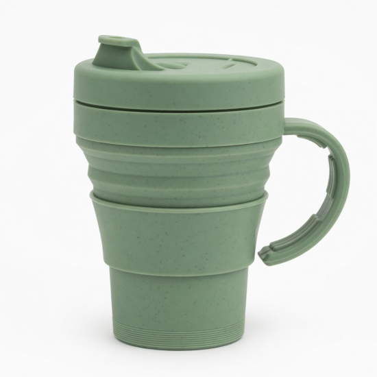 Portable Food Grade Silicone Drinking Water Cup Collapsible Coffee Mug With Lid