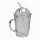Simple Clear Glass Water Cup With Straw Lid And Handle 7 8 9 13 5cm Household Of