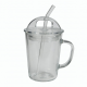 Simple Clear Glass Water Cup With Straw Lid And Handle 7 8 9 13 5cm Household Of