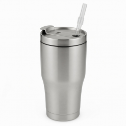 Double Wall Vacuum Steel Travel 304 Stainless Mug With Lid And Straw Water