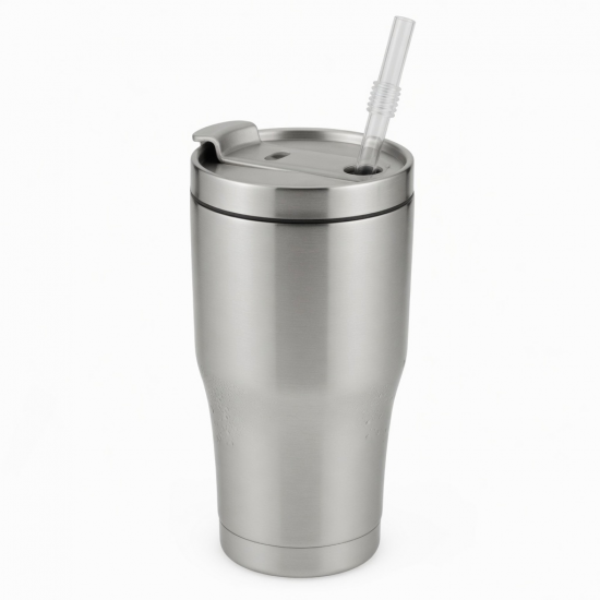 Double Wall Vacuum Steel Travel 304 Stainless Mug With Lid And Straw Water